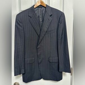 Canali Suit Jacket Sport Coat 100% Wool Gray Pinstripe 40R Made In Italy
